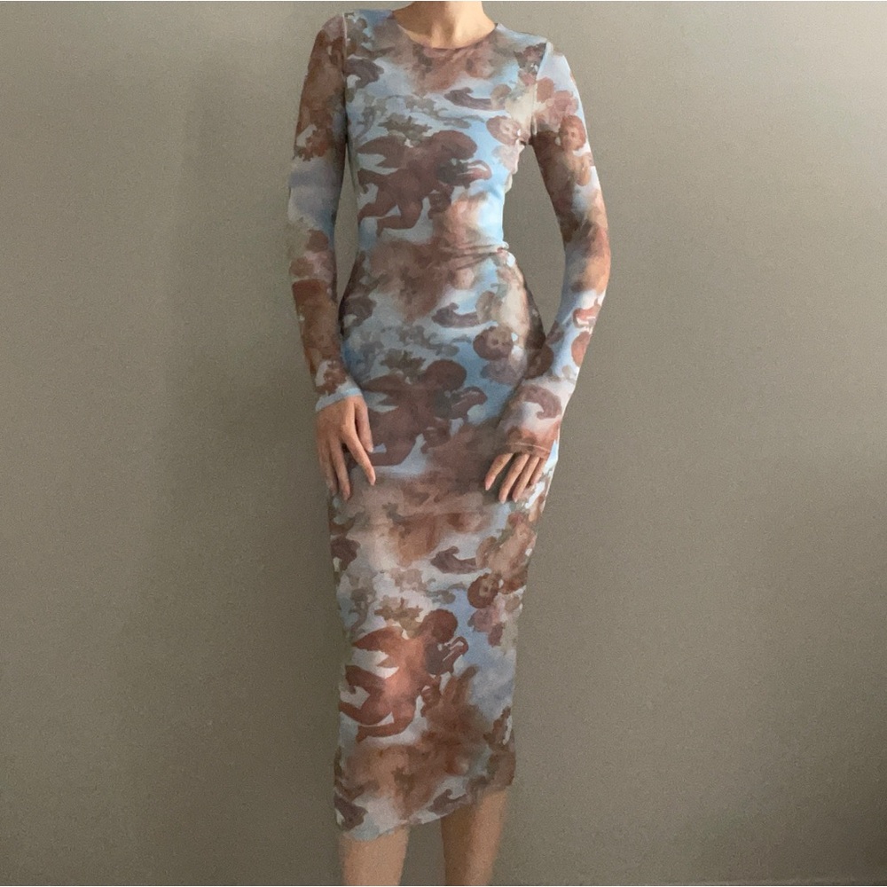Fashion Nova Blue and Gray Bodycon Dress